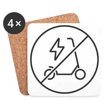 Pas d’icône de ligne de scooters électriques Zone restreinte Symb - Dessous de verre (lot de 4) - blanc - Devant