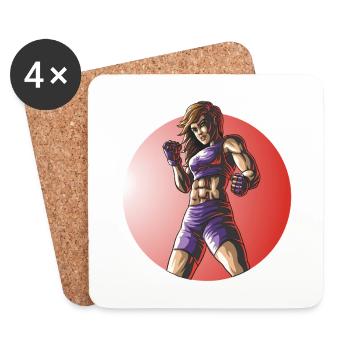 Conception de femmes de fitness combattante MMA - Dessous de verre (lot de 4) - blanc - Devant