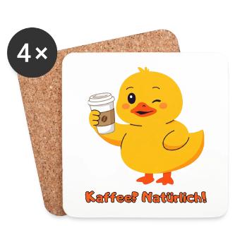 Ente Kaffee Natuerlich - Untersetzer (4er-Set) - Weiß - Vorne