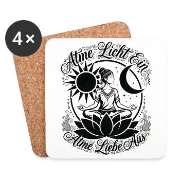 Atme Licht Ein Atme Liebe Aus - Boho Yoga - Untersetzer (4er-Set) - Weiß - Vorne