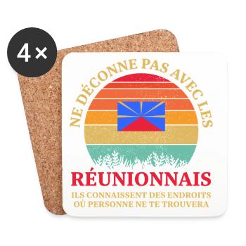Ne Deconne Pas Avec Les Reunionnais Ils Connais... - Dessous de verre (lot de 4) - blanc - Devant