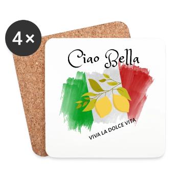 Lemon Branch in Italian Flag - Coasters (set of 4) - white - Front