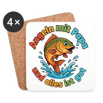 Angeln mit Papa - Untersetzer (4er-Set) - Weiß - Vorne