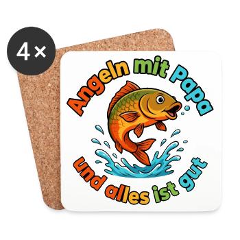 Angeln mit Papa – Alles ist gut - Untersetzer (4er-Set) - Weiß - Vorne