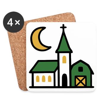 Œuvres d’art de la lune de l’église du village - Dessous de verre (lot de 4) - blanc - Devant