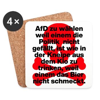 AFD WÄHLEN IST EKELIG, SKULL ROT, NO NZS NO AFD - Untersetzer (4er-Set) - Weiß - Vorne