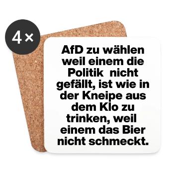 AFD WÄHLEN IST EKELIG, SCHWARZ, NO NZS NO AFD - Untersetzer (4er-Set) - Weiß - Vorne