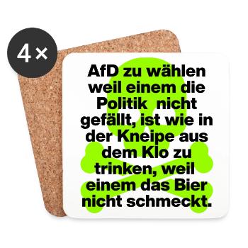 AFD WÄHLEN IST EKELIG, SKULL GRÜN, NO NZS NO AFD - Untersetzer (4er-Set) - Weiß - Vorne