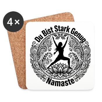 Du Bist Stark Genug Namaste - Warrior Yoga Lotus  - Untersetzer (4er-Set) - Weiß - Vorne