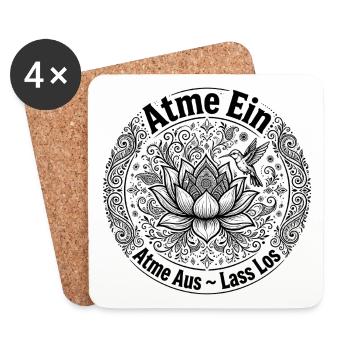 Atme Ein Atme Aus Lass Los - Lotus Kolibri Mandala - Untersetzer (4er-Set) - Weiß - Vorne