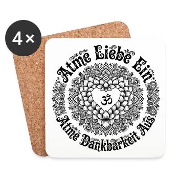 Atme Liebe Ein Atme Dankbarkeit Aus - Lotus Herz  - Coasters (set of 4) - white - Front