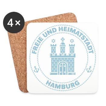 Hamburg Wappen – Freie Und Heimatstadt (Sky Blue) - Untersetzer (4er-Set) - Weiß - Vorne