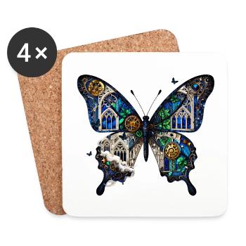 Steampunk Cathedral Butterfly - Coasters (set of 4) - white - Front