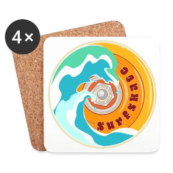 Surfskate Lover - Dessous de verre (lot de 4) - blanc - Devant