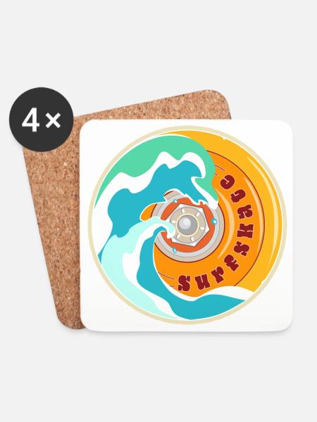 Surfskate Lover - Untersetzer (4er-Set) - Weiß