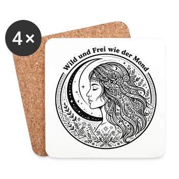 Wild Und Frei Wie Der Mond - Boho Yoga Frau  - Untersetzer (4er-Set) - Weiß - Vorne