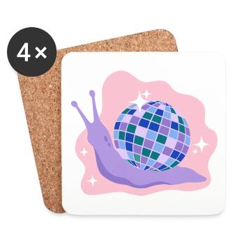 Disco Ball Snail - Coasters (set of 4) - white - Front