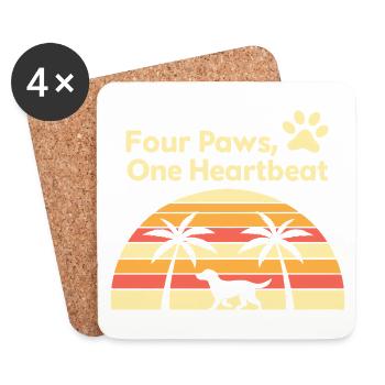 Four paws and sunset dog design - Coasters (set of 4) - white - Front