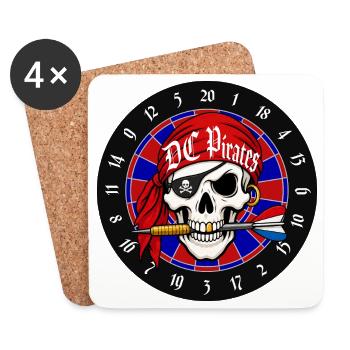 Piratenschädel auf Dartscheibe - Untersetzer (4er-Set) - Weiß - Vorne