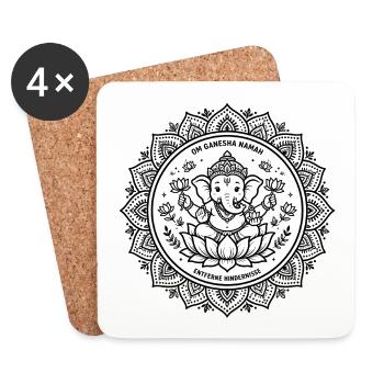 Om Ganesha Namah Entferne Hindernisse - Yoga Mond - Untersetzer (4er-Set) - Weiß - Vorne