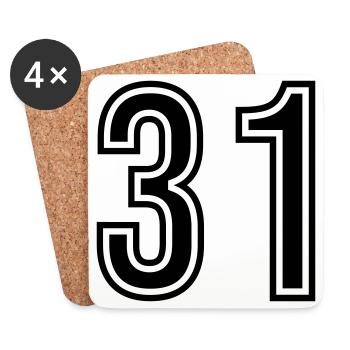 31 Number symbol - Coasters (set of 4) - white - Front