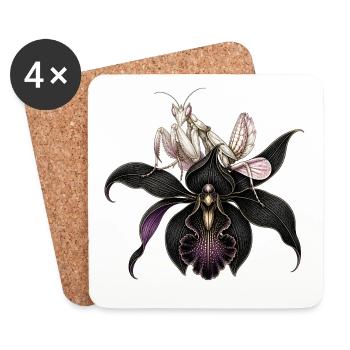 Orchid Mantis & Black Orchid  - Dessous de verre (lot de 4) - blanc - Devant