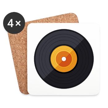 Cartoon Vinyl Record - Coasters (set of 4) - white - Front