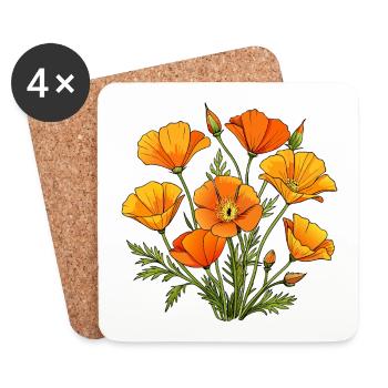 Kalifornischer Mohn - Untersetzer (4er-Set) - Weiß - Vorne