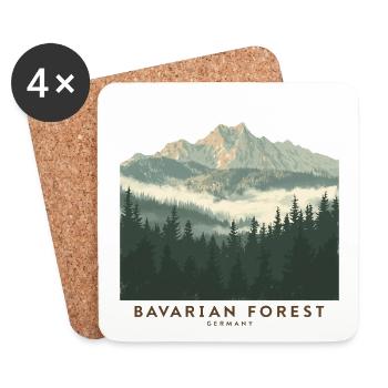 Bavarian Forest | Vintage National Park - Coasters (set of 4) - white - Front