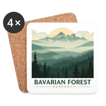 Bavarian Forest | Vintage National Park - Coasters (set of 4) - white - Front