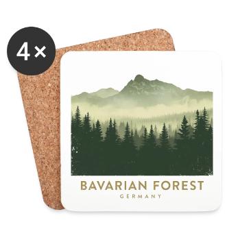 Bavarian Forest | Vintage National Park - Coasters (set of 4) - white - Front
