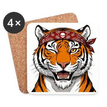 Fashionable tiger. - Coasters (set of 4) - white - Front