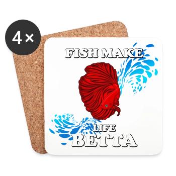 Fish Make Life Beta mit Roten Betta-Fischen - Untersetzer (4er-Set) - Weiß - Vorne