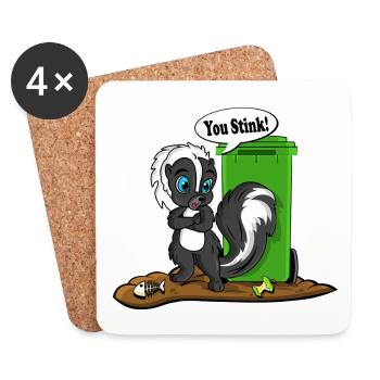 T-shirt dessin animé You Skunk Puant - Dessous de verre (lot de 4) - blanc - Devant