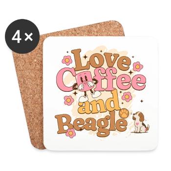 Love coffee and Beagle - love of coffee and dogs - Coasters (set of 4) - white - Front