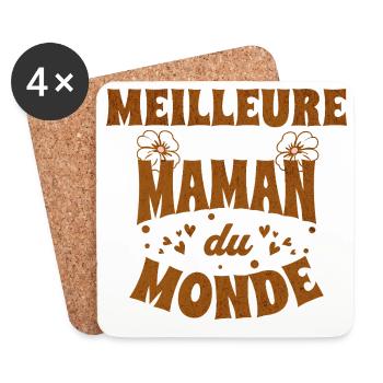 Meilleure Maman du Monde - cadeau pour mère - Dessous de verre (lot de 4) - blanc - Devant