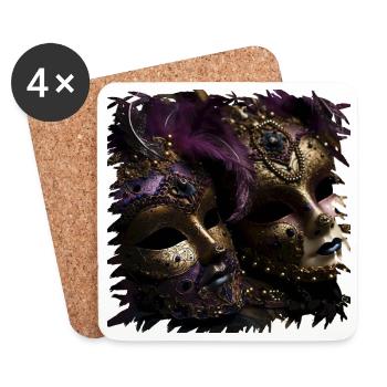 Splendeur du masque vénitien - Dessous de verre (lot de 4) - blanc - Devant