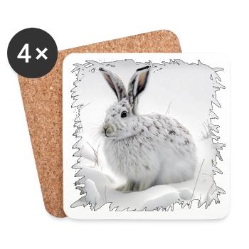Lapin d’hiver dans la neige - Dessous de verre (lot de 4) - blanc - Devant
