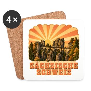 Sächsische Schweiz Bastei Sonnenaufgang - Untersetzer (4er-Set) - Weiß - Vorne