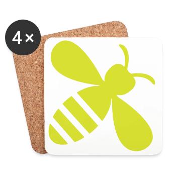 Yellow Bee Icon Pattern - Coasters (set of 4) - white - Front