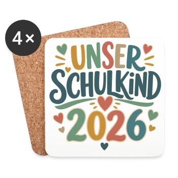 Unser Schulkind 2026 Einschulung Design - Untersetzer (4er-Set) - Weiß - Vorne