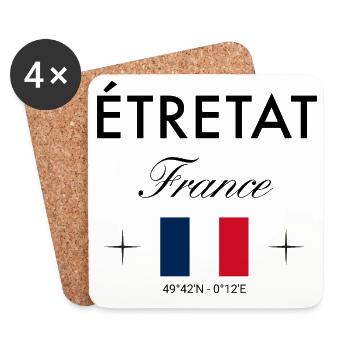 Etretat France Coordine Souvenir de voyage - Dessous de verre (lot de 4) - blanc - Devant
