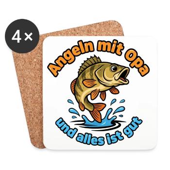 Angeln mit Opa – Alles ist gut - Untersetzer (4er-Set) - Weiß - Vorne