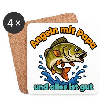Angeln mit Papa – Alles ist gut - Untersetzer (4er-Set) - Weiß - Vorne