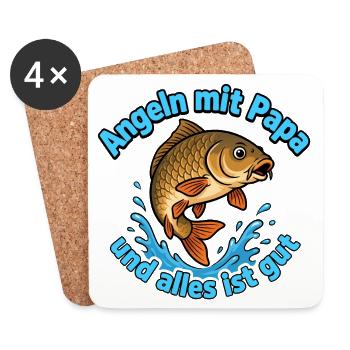 Angeln mit Papa - Untersetzer (4er-Set) - Weiß - Vorne