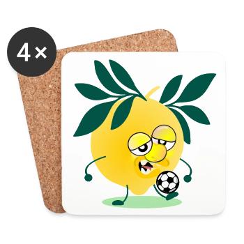 Lemon du football pour enfants - Dessous de verre (lot de 4) - blanc - Devant
