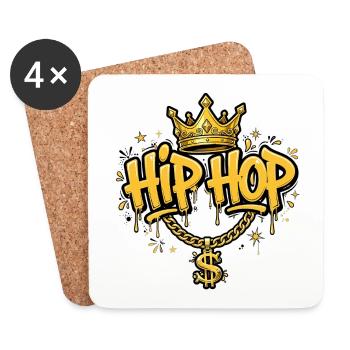 Hip Hop King - Gold Crown & Dollar Chain - Dessous de verre (lot de 4) - blanc - Devant