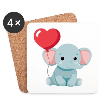 Cute baby elephant - Coasters (set of 4) - white - Front