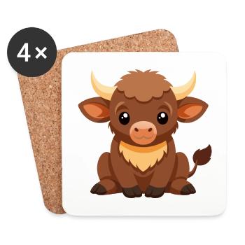 Cute baby buffalo - Coasters (set of 4) - white - Front