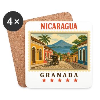 Nicaragua Granada Vintage Reisemarke - Untersetzer (4er-Set) - Weiß - Vorne